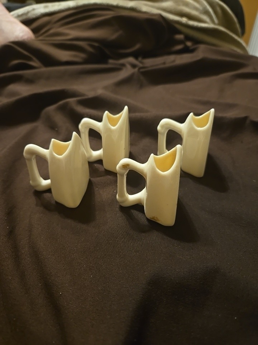 Cream Ceramic Mini Iron Toothpick Holder Set - 4-Pack